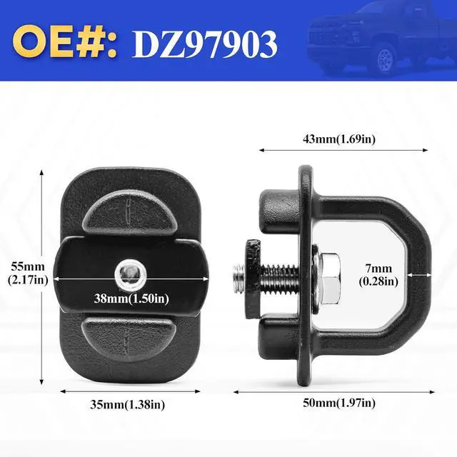 Alt view image 6 of 7 - DZ97903 Truck Bed Side Wall Tie Down Anchors, Bed Cargo Hooks for 2007-2024 Chevy Silverado 1500 2500 3500 Chevy Colorado IGMC Sierra 1500 2500 3500 I GMC Canyon 9PCS