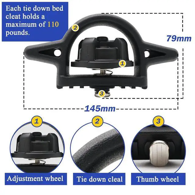 Alt view image 3 of 6 - 4 PCS Tie Down Bed Cleat for 2005-2024 Toyota Tacoma 2007-2024 Toyota Tundra PT278-35160