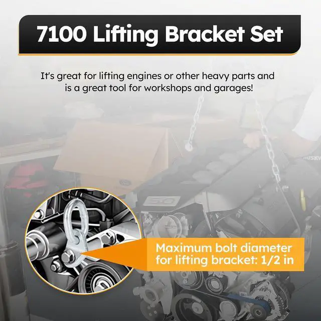 Alt view image 2 of 7 - 7100 Engine Lift Bracket Set, 5500 lb Capacity, Support Bar for Slings and Levelers (Set of 4)