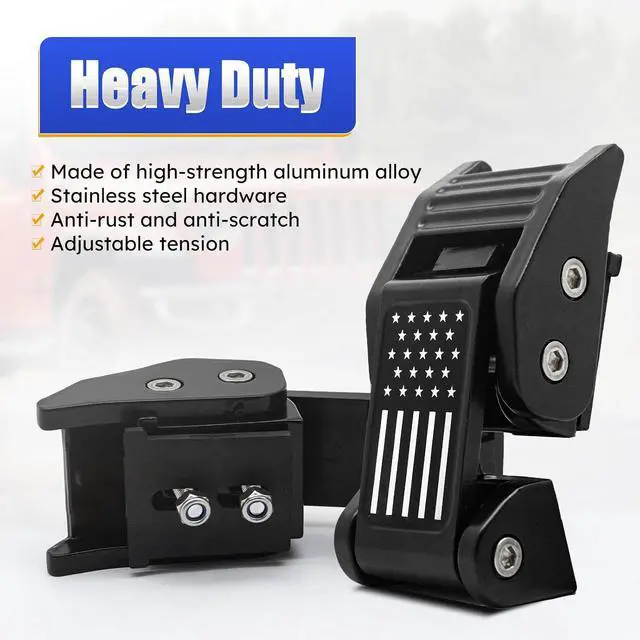 Alt view image 3 of 6 - Aluminium Alloy Hood Hold-Down Latch Hood Lock Catch & Bracket with Flag for 2007-2017 Jeep Wrangler JK JKU/ 2018-2023 Wrangler JL JLU /2020-2023 Gladiator JT