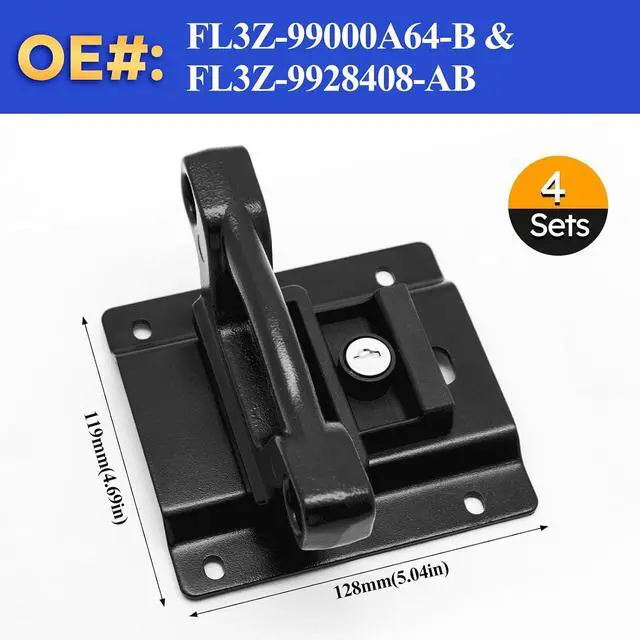 Alt view image 6 of 7 - Tie Down Anchors Cleats Bed with Tie Down Plates Brackets for 2015-2023 Ford F150 F250 F350 OE# FL3Z-99000A64-B & FL3Z-9928408-AB