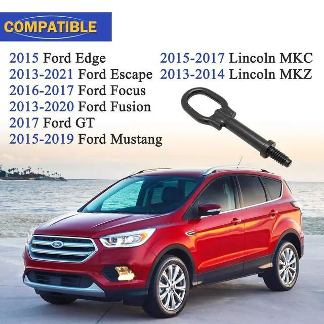 Alt view image 2 of 7 - Front&Rear Tow Hook Recovery Towing Hook for 2013-2021 Ford Escape Focus Fusion Mustang Edge GT Lincoln MKC MKZ # 6M2Z17A954A