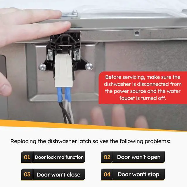 Alt view image 3 of 7 - 5304516818 Upgrade Dishwasher Door Latch & Door Switch Kit Compatible with Electrolux Kenmore Frigidaire Dishwasher Door Replaces# 5304525218 154543901 154758101 154543901 154722401-2 Year Warranty