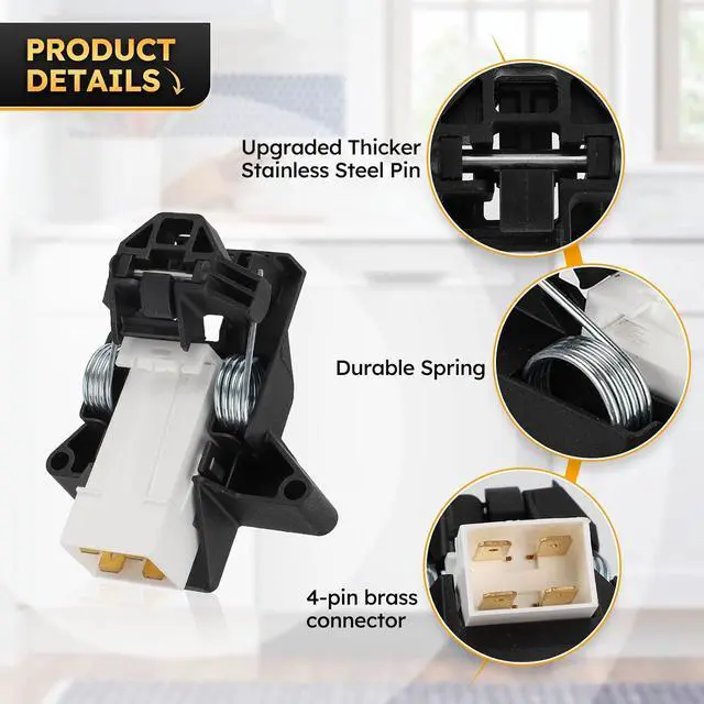 Alt view image 2 of 7 - 5304516818 Upgrade Dishwasher Door Latch & Door Switch Kit Compatible with Electrolux Kenmore Frigidaire Dishwasher Door Replaces# 5304525218 154543901 154758101 154543901 154722401-2 Year Warranty