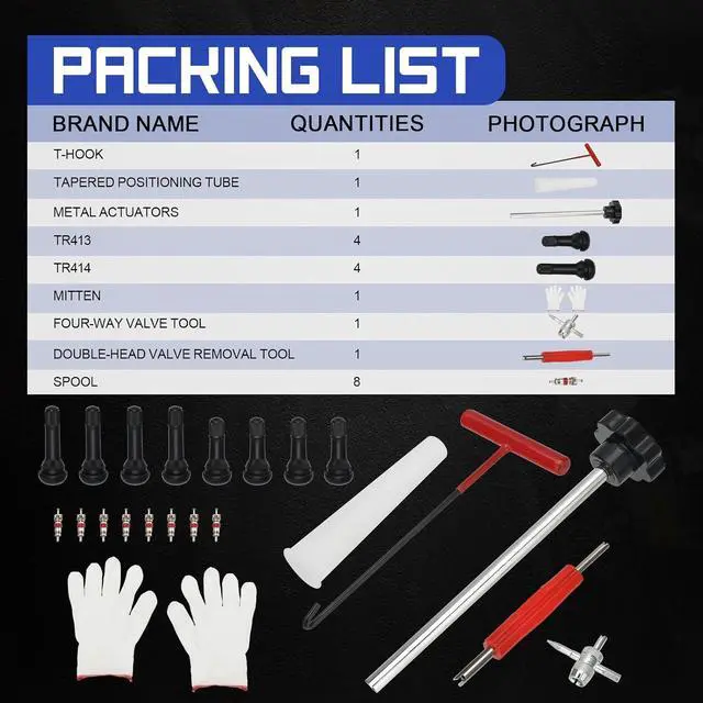 Alt view image 6 of 7 - 51025 Quick Change Tire Valve Tool Kit with TR413/TR414,Tire Valve Stem Core Quickly Replacement Tool Kit for Replacing Leaky Valves in Cars,ATVs,Trucks, etc. 23PCS