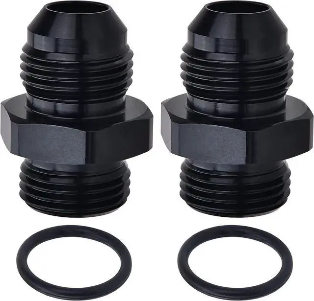 Main image of 6AN Flare to 6AN ORB Male Fuel Rail Adapter Fitting Black 2Pcs