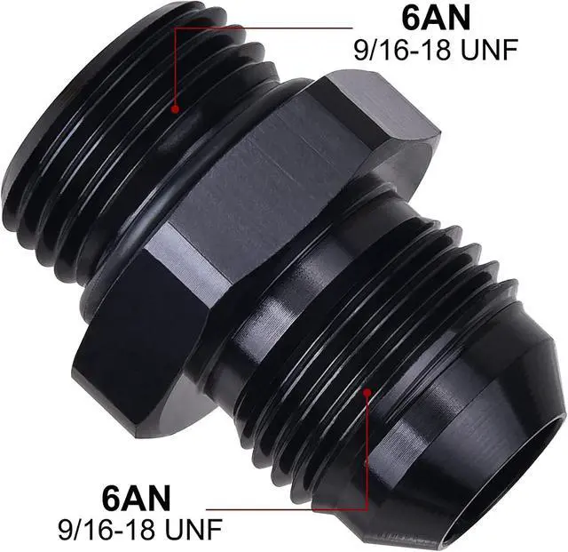 Alt view image 2 of 4 - 6AN Flare to 6AN ORB Male Fuel Rail Adapter Fitting Black 2Pcs