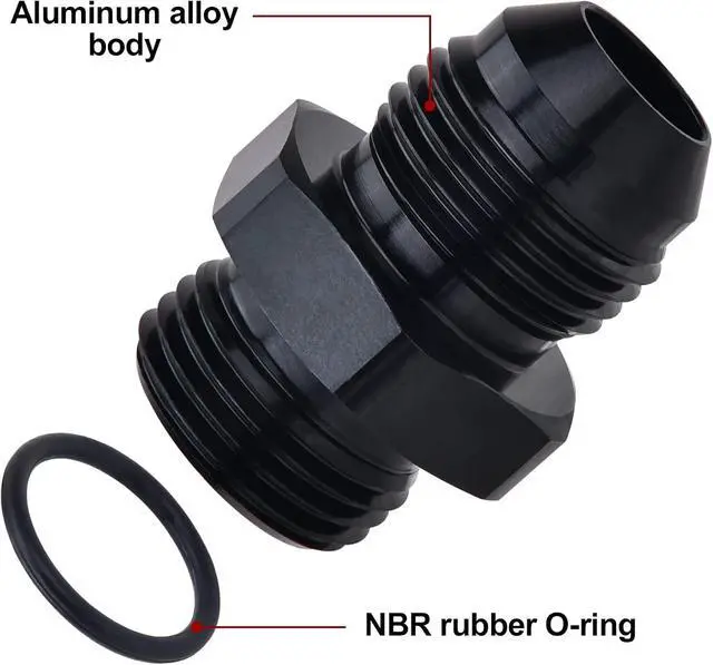 Alt view image 3 of 4 - 6AN Flare to 6AN ORB Male Fuel Rail Adapter Fitting Black 2Pcs