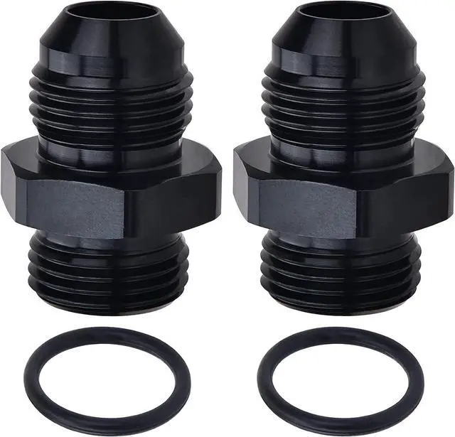 Main image of 8AN Flare to 8AN ORB Male Fuel Rail Adapter Fitting Black 2Pcs