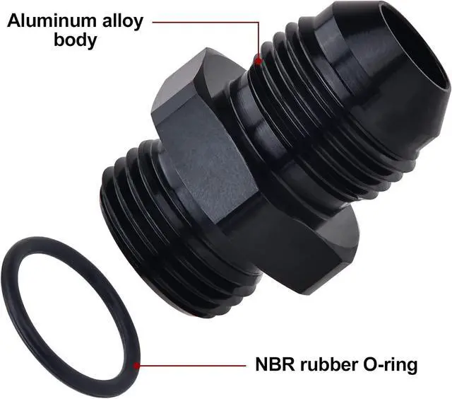Alt view image 3 of 4 - 8AN Flare to 8AN ORB Male Fuel Rail Adapter Fitting Black 2Pcs