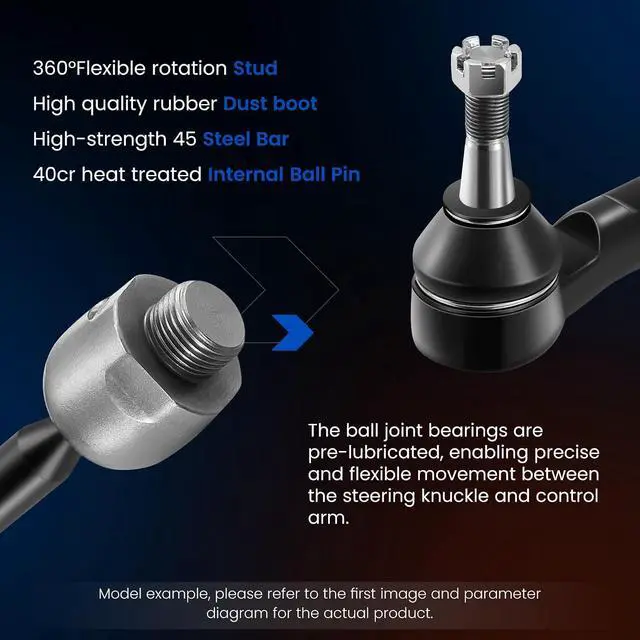 Alt view image 4 of 7 - 1PCS ES80287 Front Right Passenger Side Outer Tie Rod End Compatible with Honda 2003-2007 Accord,Compatible with Acura 2004-2008 TSX, 53540SDAA01