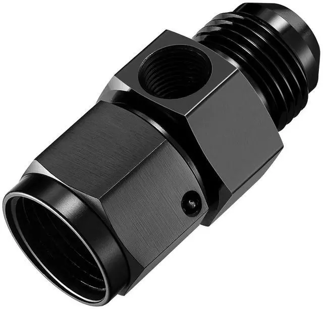 Main image of 10AN Male Flare to 10AN Female Swivel with 1/8" NPT Female Sensor Port Fuel Pressure Take Off Fitting Adapter Aluminum