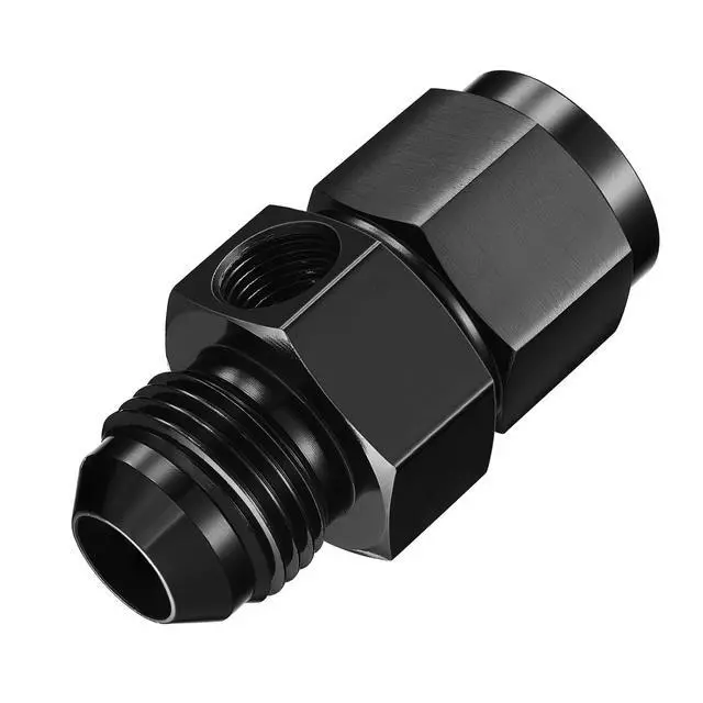 Alt view image 2 of 6 - 10AN Male Flare to 10AN Female Swivel with 1/8" NPT Female Sensor Port Fuel Pressure Take Off Fitting Adapter Aluminum