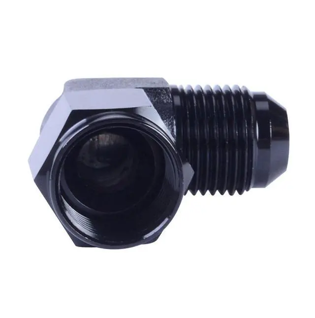 Alt view image 2 of 5 - Female to 6AN Male Flare 90 Degree Swivel Hose Fitting Adapter Aluminium Anodized Black