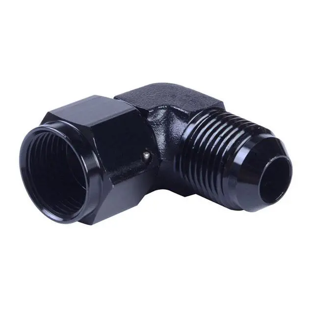 Alt view image 3 of 5 - Female to 6AN Male Flare 90 Degree Swivel Hose Fitting Adapter Aluminium Anodized Black