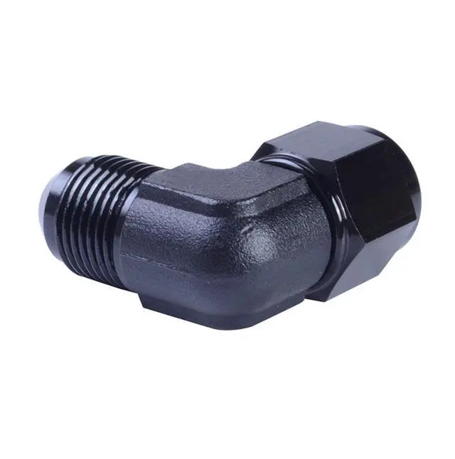 Alt view image 4 of 5 - Female to 6AN Male Flare 90 Degree Swivel Hose Fitting Adapter Aluminium Anodized Black