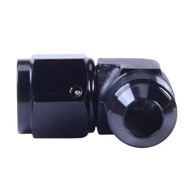 Alt view image 5 of 5 - Female to 6AN Male Flare 90 Degree Swivel Hose Fitting Adapter Aluminium Anodized Black