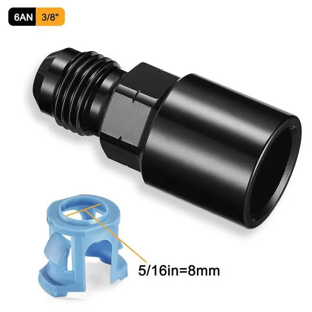 Alt view image 3 of 6 - 6AN Male to 3/8" SAE Quick-Disconnect Female Push-On EFI Fitting Aluminum Connector Oil Fuel Adapter