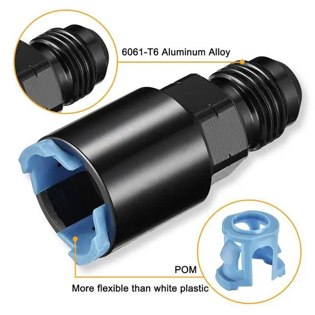 Alt view image 4 of 6 - 6AN Male to 3/8" SAE Quick-Disconnect Female Push-On EFI Fitting Aluminum Connector Oil Fuel Adapter