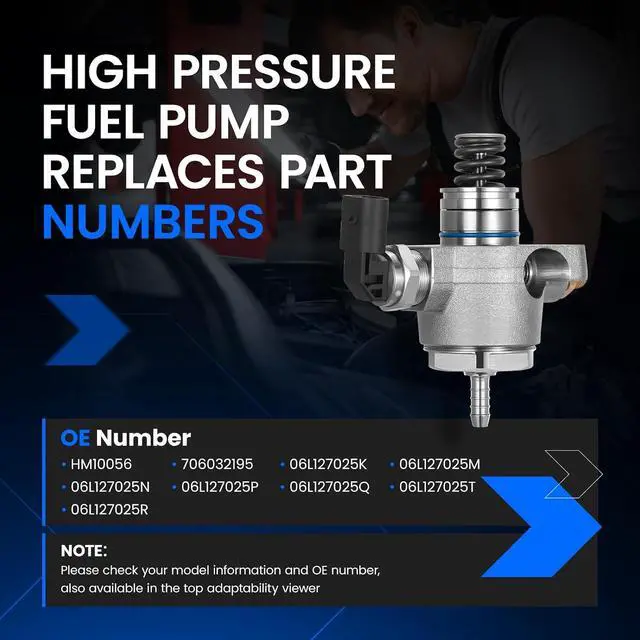 Alt view image 5 of 7 - HM10056 High Pressure Fuel Pump with Fitting Adapter Compatible with Audi 2015-2016 A3 Quattro,2016-2017 A6,2016 A6 Quattro,2015-2016 S3, 2016 TT Quattro, Compatible with VW 2015-2016 GTI