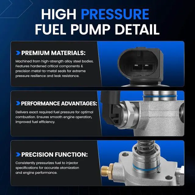 Alt view image 3 of 7 - HM10056 High Pressure Fuel Pump with Fitting Adapter Compatible with Audi 2015-2016 A3 Quattro,2016-2017 A6,2016 A6 Quattro,2015-2016 S3, 2016 TT Quattro, Compatible with VW 2015-2016 GTI