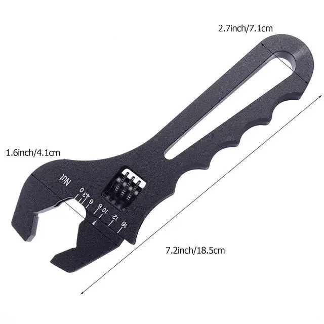 Alt view image 3 of 7 - An Fitting Wrench 3AN-16AN Adjustable Wrench Aluminum Lightweight Spanner Tools for An Hose Fitting Adapter End, Black (Pack of 2)