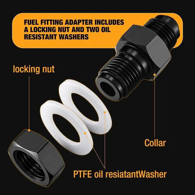 Alt view image 3 of 6 - Male 10AN Bulkhead Fuel Cell Fitting Adapter Straight Aluminum 2 pcs