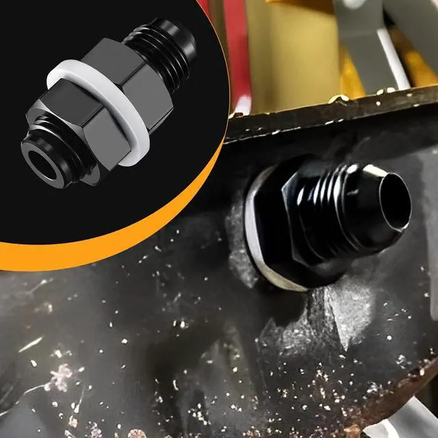 Alt view image 6 of 6 - Male 10AN Bulkhead Fuel Cell Fitting Adapter Straight Aluminum 2 pcs