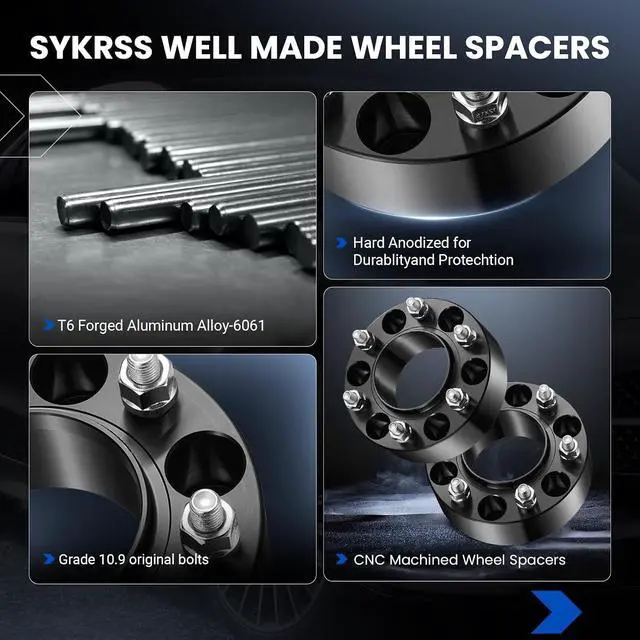 Alt view image 4 of 7 - 6x139.7 Wheel Spacers 2 inch Compatible with Ford Bronco 2021-2023, 93.1 mm Center Bore & 6 Lug Forged 6x5.5 Wheel Adapters M12x1.5 Compatible with Ford Ranger 2011-2023, 4PCS