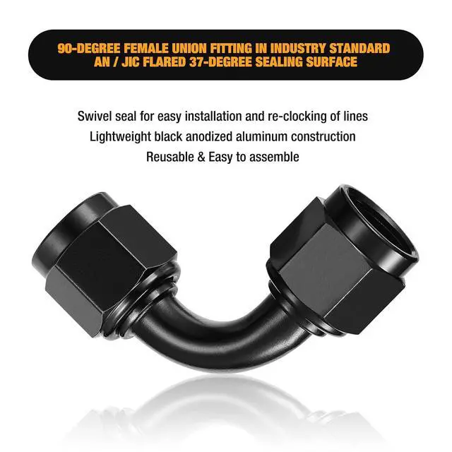 Alt view image 5 of 7 - 10AN Female to 10AN Female 90 Degree Swivel Coupler Union Fitting Adapter Aluminum