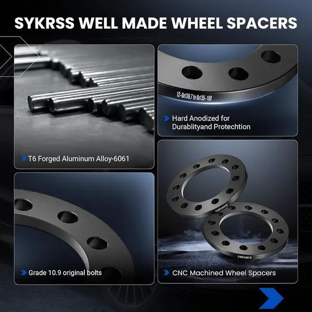 Alt view image 4 of 7 - 6x135mm/6x139.7mm Wheel Spacers &108mm Hub Bore 12mm Compatible with Chevy Silverado/Express 1500, Compatible with Ford Bronco Expedition F-150 Ranger,for Navigator Savana/Sierra 1500,4PCS