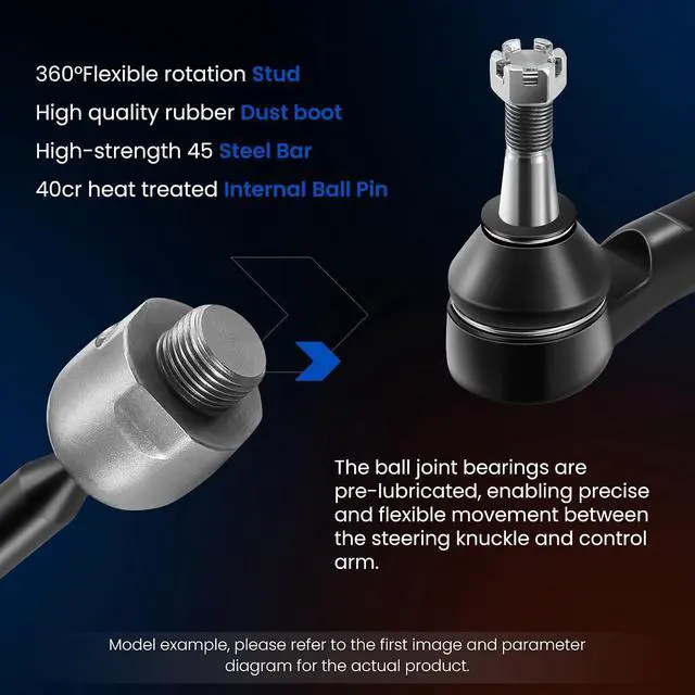 Alt view image 6 of 7 - 2-PC Tie Rod Ends Kits Compatible with Honda Civic 2016-2021,1xOuter tie rod ES801250,1xOuter tie rod ES801251
