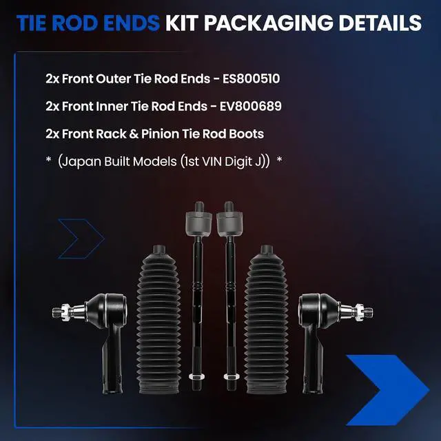 Alt view image 4 of 7 - 6-PC Tie Rod Ends Kits Compatible with Honda CR-V 2007-2011,2xOuter tie rod ES800510,2xInner tie rod EV800689,2xdust cover