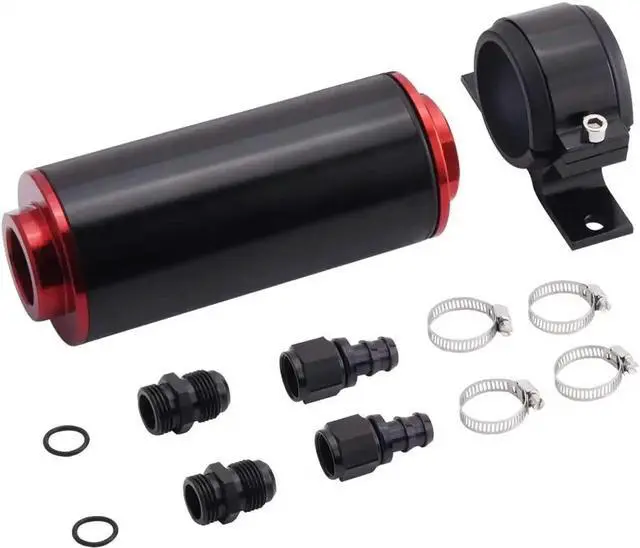 Main image of 10AN Inline Fuel Filter Kit with Bulkhead Adapters, Push Lock Fittings and Fuel Filter Mounting Bracket for 5/8 Fuel Line Hose, Great for Gasoline, E85 Ethanol Fuel and Diesel