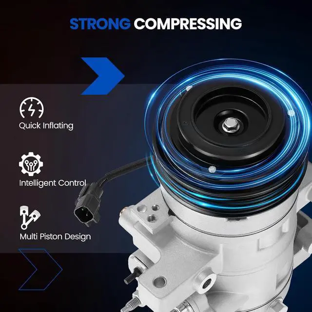 Alt view image 4 of 7 - 168661 AC Compressor with Clutch for Ford Mustang, DKS17DS Style | Compatible with Ford Mustang 2011-2017 V8 5.0L GAS, 2015-2022 V8 5.2L GAS