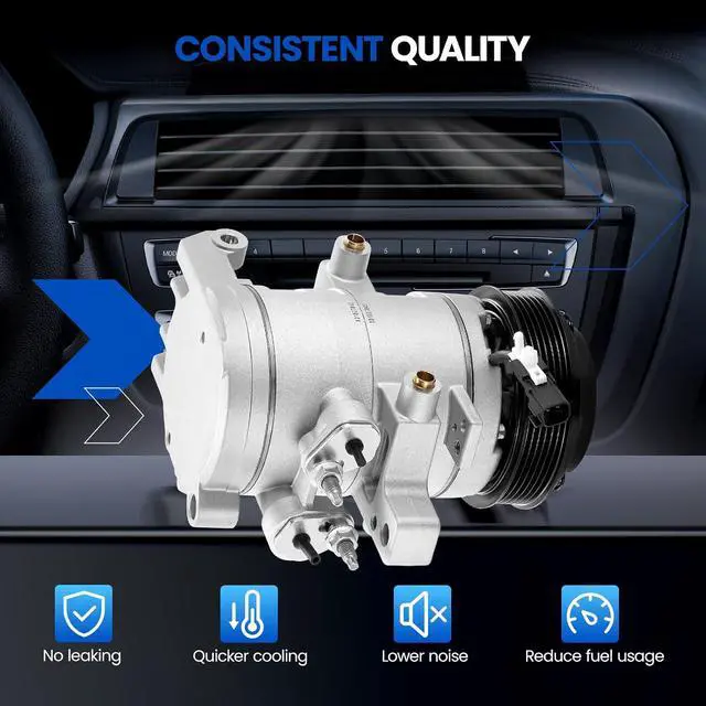 Alt view image 6 of 7 - 168661 AC Compressor with Clutch for Ford Mustang, DKS17DS Style | Compatible with Ford Mustang 2011-2017 V8 5.0L GAS, 2015-2022 V8 5.2L GAS
