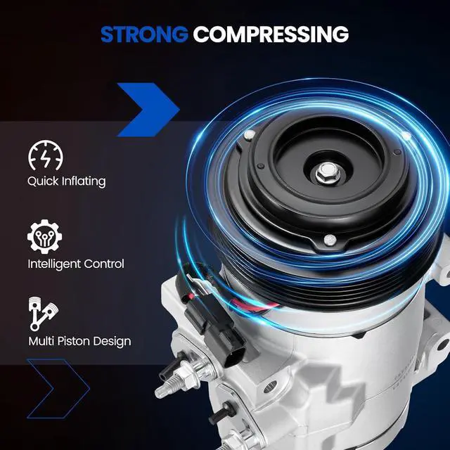 Alt view image 5 of 7 - 97324 Air Conditioning AC Compressor with Clutch for Ford | Compatible with Ford F-250 F-350 F-450 F-550 Super Duty F53 F59 F650 F750, RS20 Compressor