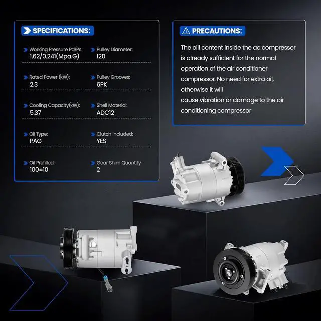 Alt view image 6 of 7 - 68565 Air Conditioning A/C Compressor with Clutch Compatible with Buick LaCrosse 2010 2.4L L4, for Regal 2011-2012 2.0L 2.4L L4
