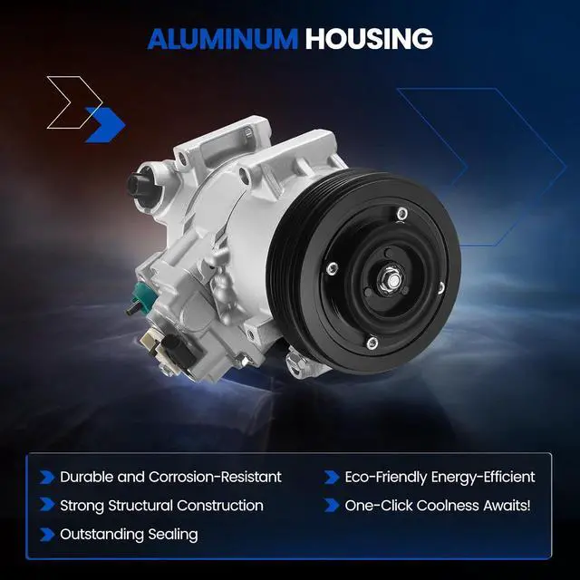 Alt view image 3 of 7 - 198354 Air Conditioning A/C Compressor with Clutch Compatible with Kia Soul 2012-2013 L4 2.0L, Compatible with Hyundai Elantra 2013 L4 1.8L