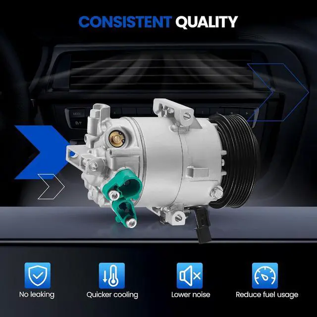 Alt view image 6 of 7 - 198354 Air Conditioning A/C Compressor with Clutch Compatible with Kia Soul 2012-2013 L4 2.0L, Compatible with Hyundai Elantra 2013 L4 1.8L