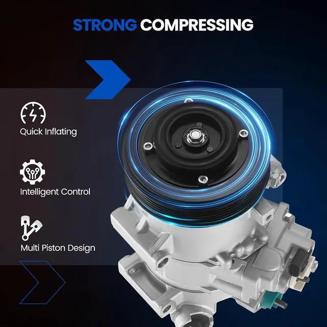 Alt view image 7 of 7 - 198354 Air Conditioning A/C Compressor with Clutch Compatible with Kia Soul 2012-2013 L4 2.0L, Compatible with Hyundai Elantra 2013 L4 1.8L