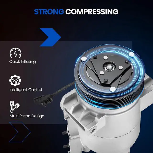 Alt view image 5 of 7 - 98465 Air Conditioning A/C Compressor with Clutch Compatible with Chevrolet City Express 2015-2018 2.0L L4, Compatible with Nissan NV200 2013-2020 2.0L L4
