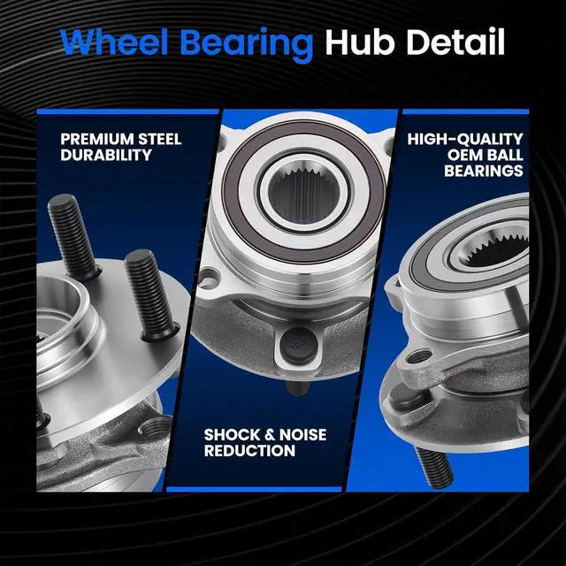 Alt view image 2 of 7 - 513300 Front Wheel Bearing and Hub Assembly Compatible with Mitsubishi Lancer 2008-2015 2.0L L4, 2013-2015 2.4L L4 Gas, Fits for AWD Models, 1PCS
