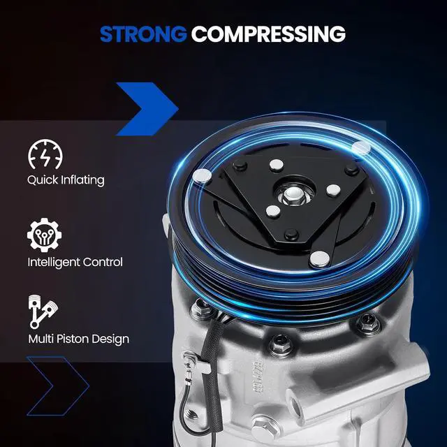 Alt view image 5 of 7 - 157504 Air Conditioning A/C Compressor with Clutch Compatible with Volvo S60 S80 S90 V60 V90 XC60 XC70 XC90 2.0L L4, GAS