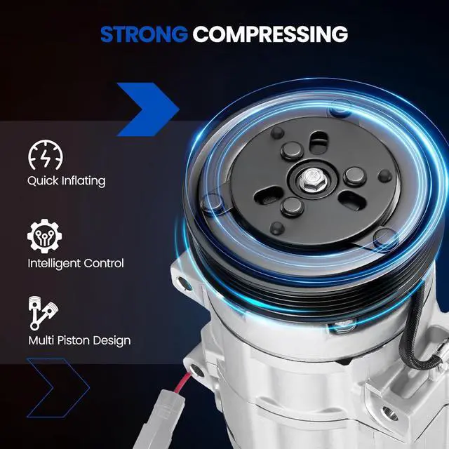 Alt view image 5 of 7 - 158381 Air Conditioning A/C Compressor with Clutch Compatible with Mazda 3 2.0L 2010-2013, 3 Sport 2.0L 2010-2013, 5 Grooves (Not 6 Grooves)
