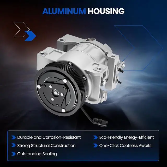 Alt view image 3 of 7 - 68664 Air Conditioning A/C Compressor with Clutch Compatible with Nissan Altima 2007-2012 2.5L L4 GAS, Compatible with Nissan Sentra 2007-2012 2.5L L4 GAS