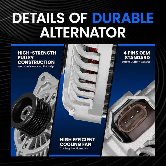 Alt view image 3 of 7 - Alternator Compatible with Nissan Sentra 2011-2012 2.0L L4, Nissan Versa 2009-2012 1.8L L4, Nissan NV200 2015 2.0L L4 Replace 23100-ZW40A, 23100ZW40B, A002TG1581, 100 Amp