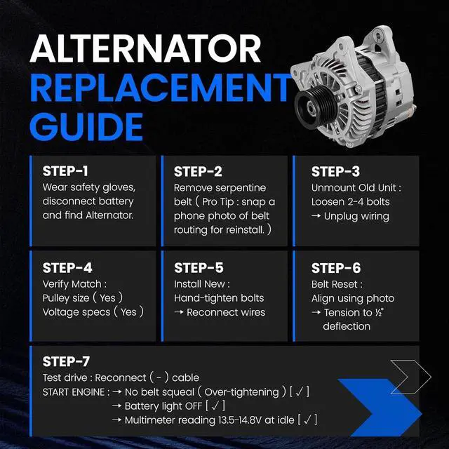 Alt view image 5 of 7 - Alternator Compatible with Nissan Sentra 2011-2012 2.0L L4, Nissan Versa 2009-2012 1.8L L4, Nissan NV200 2015 2.0L L4 Replace 23100-ZW40A, 23100ZW40B, A002TG1581, 100 Amp