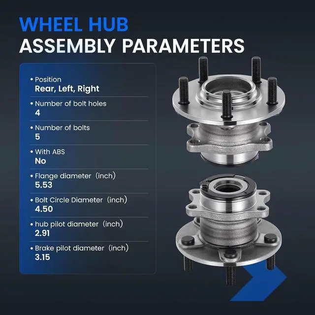 Alt view image 4 of 7 - 512381 Rear Wheel Bearing and Hub Assembly Compatible with Mitsubishi Lancer 2012-2017 2.0L 2.4L, for Outlander 2008-2013 2.4L 3.0L Gas, Fits for AWD Models, 1PCS