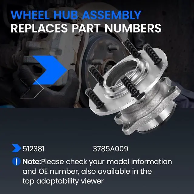 Alt view image 5 of 7 - 512381 Rear Wheel Bearing and Hub Assembly Compatible with Mitsubishi Lancer 2012-2017 2.0L 2.4L, for Outlander 2008-2013 2.4L 3.0L Gas, Fits for AWD Models, 1PCS